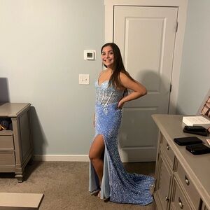 Elegant Light Blue Sequin Gown